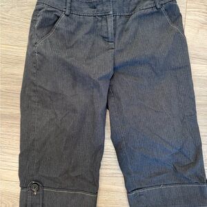 LOFT Charcoal Herringbone Crop Pants